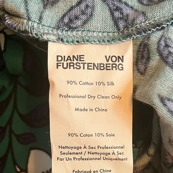 Diane Von Furstenberg Floral Green Wrap Cotton Silk Dress 6 - Picture 7 of 7